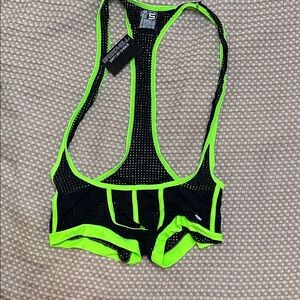 Breedwell Black and Neon Green Mesh Wrestling Singlet